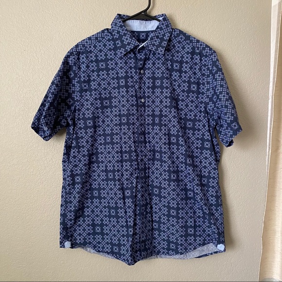 Tasso Elba Blue Dots Button Down Shirt Large